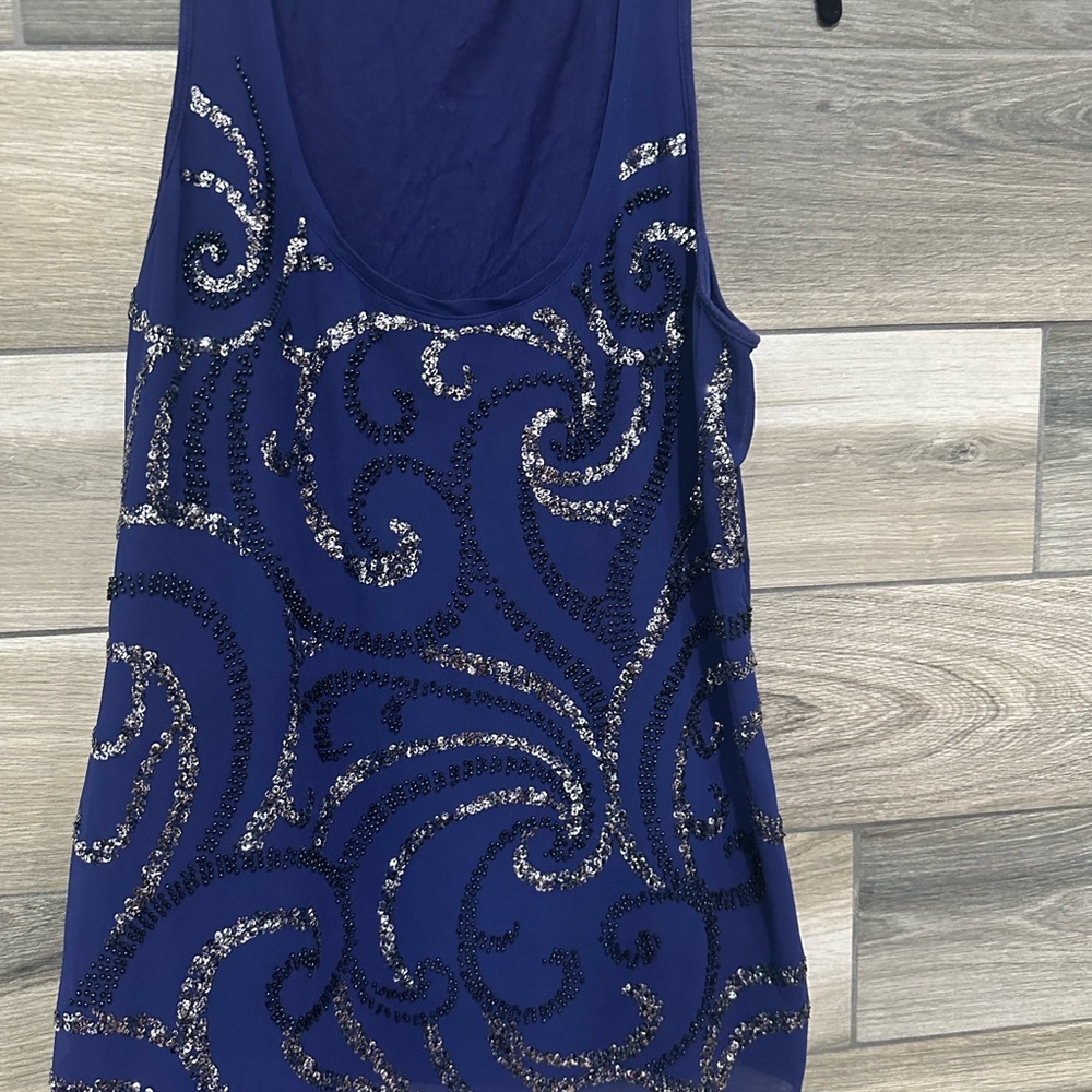 Express Blue Sequined Tank Top